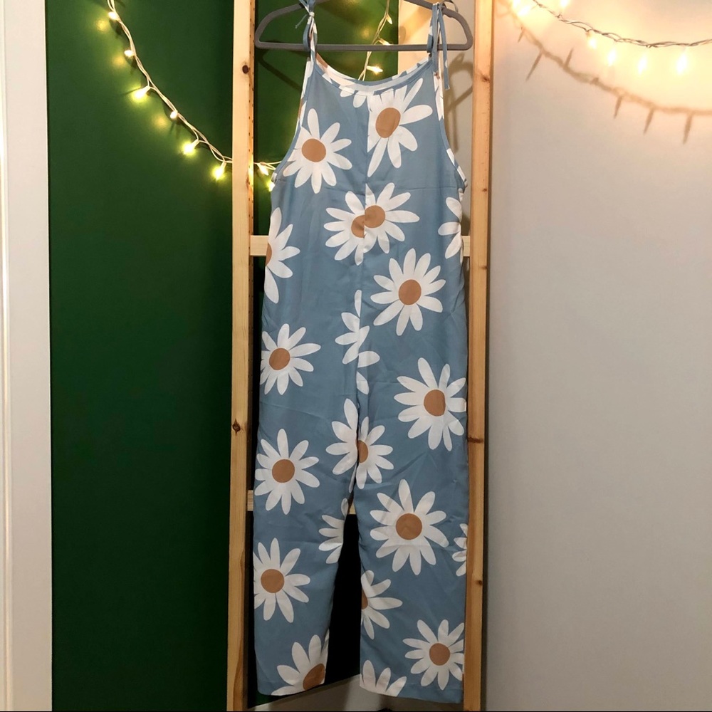 Blue Floral Print Romper
